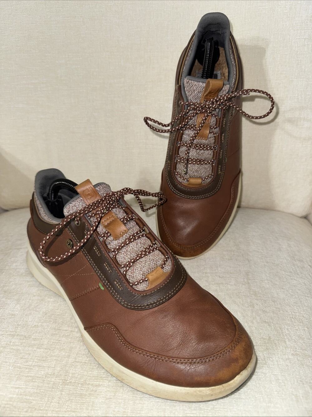FootJoy Stratos Golf Shoes Men's 10M Spikeless Cognac Brown Leather 50065 ✅